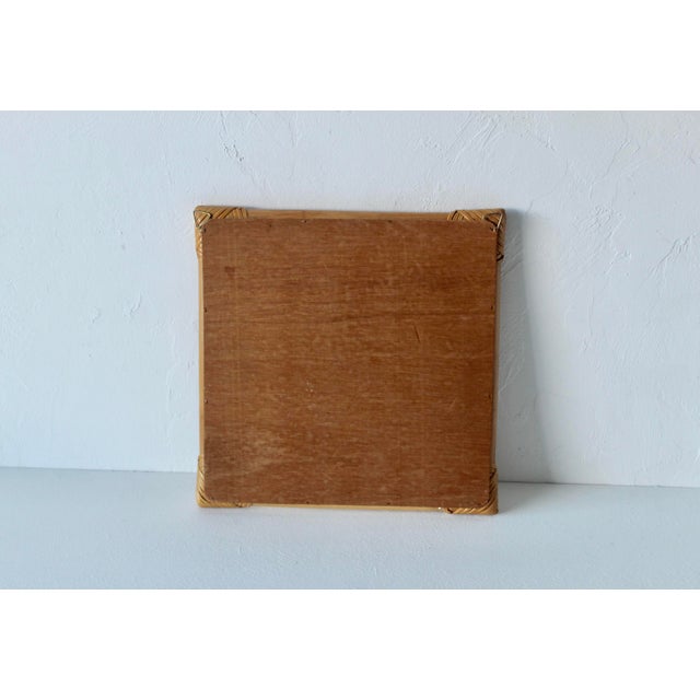 1970s Vintage Bamboo Wicker Handcrafted Square Wall Mirror For Sale - Image 5 of 12