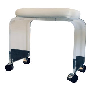 Vintage Lucite Waterfall Vanity Bench For Sale