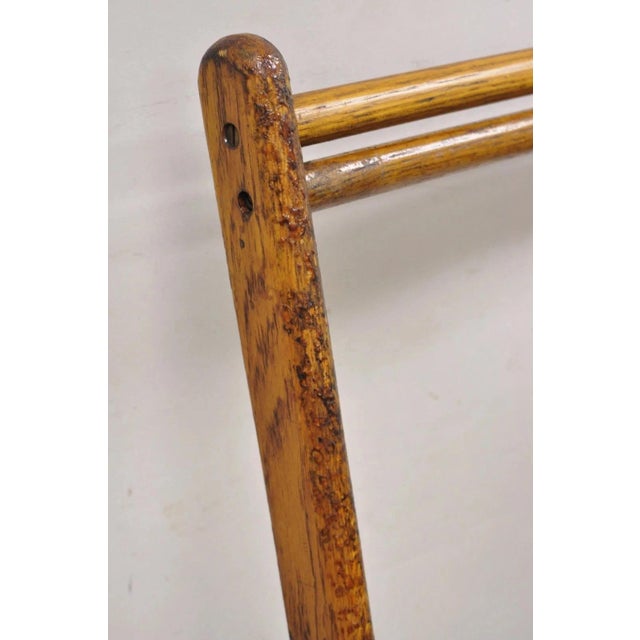 Wood Antique Art Deco Folding Oak Wood Steamer Ship Reclining Deck Chair by Lloyd's For Sale - Image 7 of 12