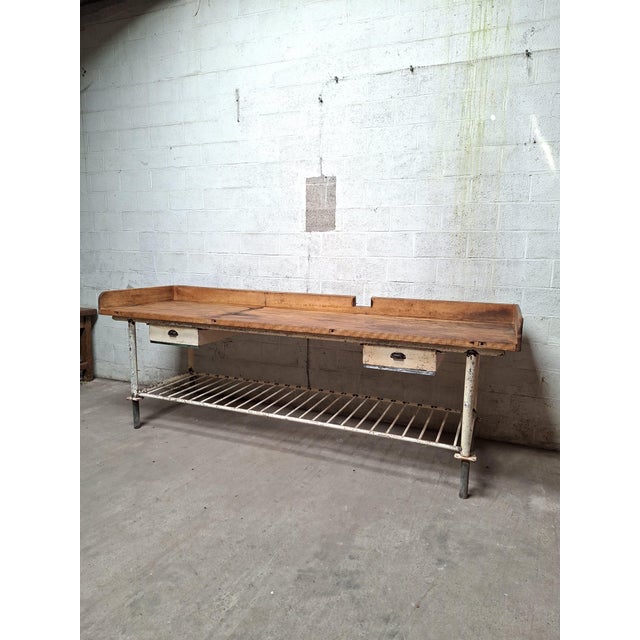 Industrial Industrial Baker's Worktable in Beech For Sale - Image 3 of 11