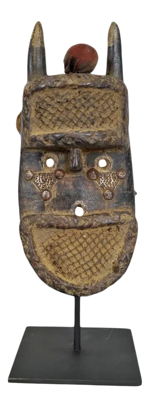 Vintage African Tribal Toma Passport Mask on Stand