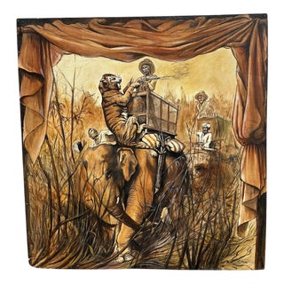 S. Mas, Scene with Tiger Attack, 20th Century, Painting For Sale