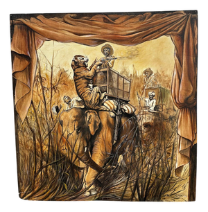 S. Mas, Scene with Tiger Attack, 20th Century, Painting