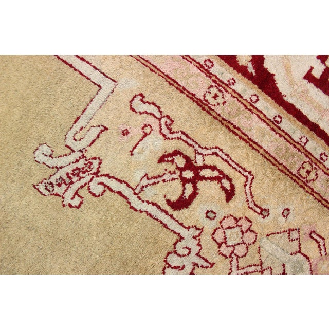 Large Antique Green Indian Amritsar Carpet With Hints of Deep Red 13'2 X 18'0 For Sale - Image 10 of 12