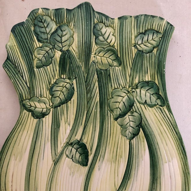 Hand Painted Celery Ceramic Mold Italian Trivet For Sale - Image 4 of 8