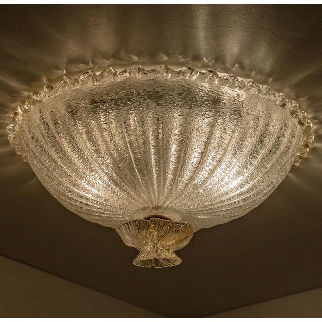 Flush Mount in Pink Salmon and Clear Murano Glass from Barovier & Toso, Italy For Sale - Image 10 of 13