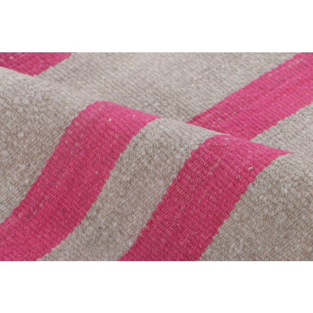 Vintage Frazada Kilim in Fuschia and Mauve Striped Pattern - Rug & Kilim For Sale In New York - Image 6 of 7