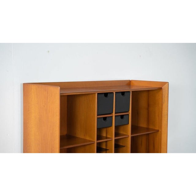 Mid-Century Modern Cabinet in Wood and Leather, Italy, 1970s For Sale - Image 10 of 14