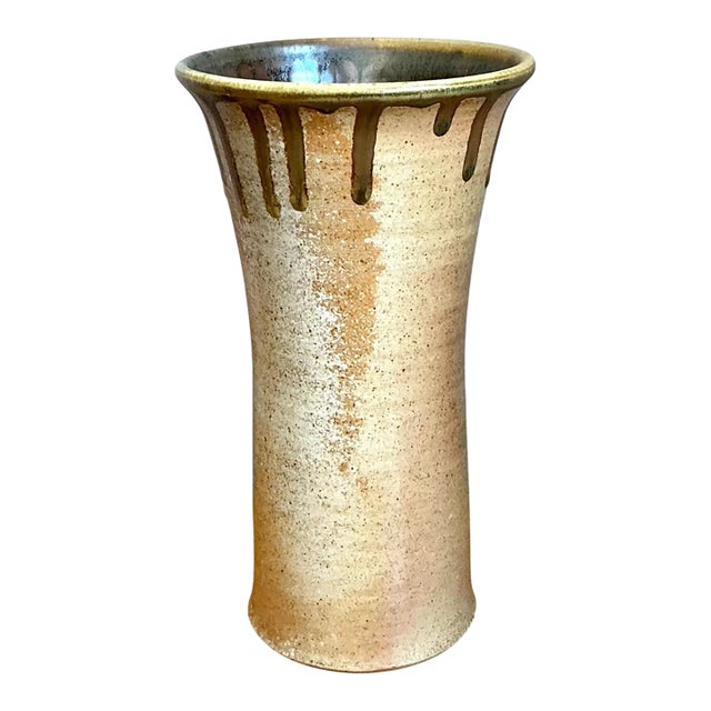 Vintage Drip Glaze Ceramic Vase For Sale
