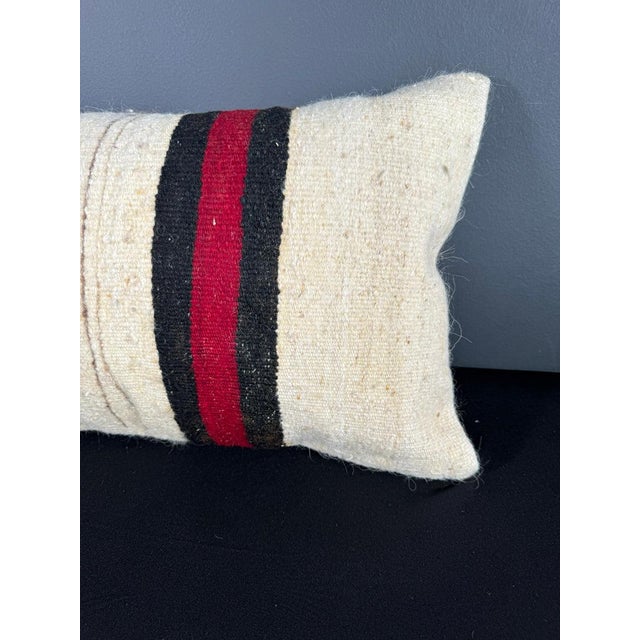 Turkish Hemp Pillow Cushion Natural Beige Red Pillow Cushion Cover 16" x 24" For Sale - Image 4 of 4