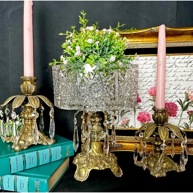 Mid 20th Century L & L WMC Candle Holders & Crystal Bowl - Set of 3 For Sale - Image 5 of 9