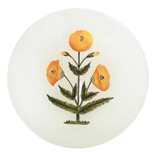 Glass Trinket Dish, Orange and Green Motif For Sale