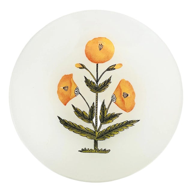 Glass Trinket Dish, Orange and Green Motif For Sale