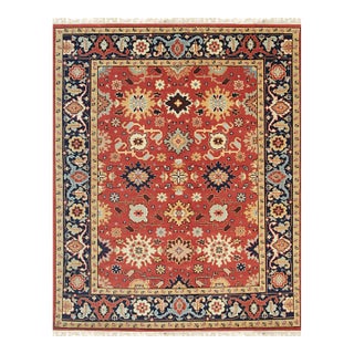 6x9 Kira Zinnia Coral Geometric Modern Hand Knotted Wool Carpet Rug For Sale