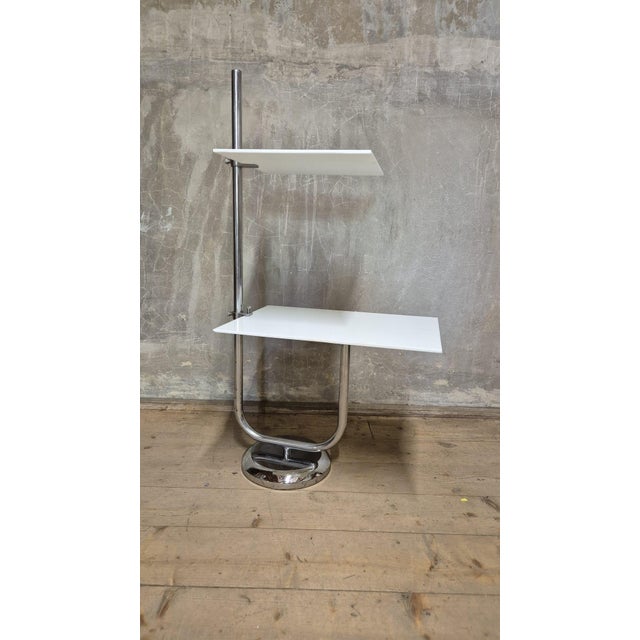 Vintage Chrome Flower Stand with Two White Shelves, Czechoslovakia, 1970s For Sale - Image 6 of 12
