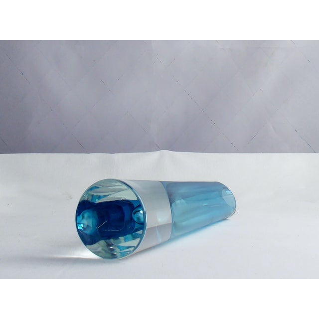 Blue and Clear Sommerso Art Glass Vase by Bretislav Novak, 1970s For Sale - Image 9 of 15