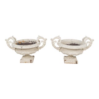 Pair of 19th Century French Cast Iron Urns For Sale