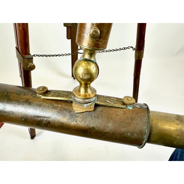 Antique French Brass Tripod Telescope, 1950s For Sale - Image 14 of 16