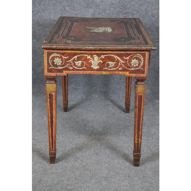 Brown 18th century Italian Paint Decorated Writing Desk with Drawer Circa 1760s For Sale - Image 8 of 12