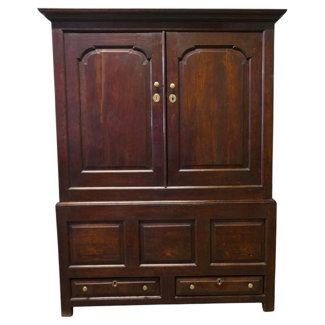 Wood Georgian Oak Housekeepers Cupboard For Sale - Image 7 of 7