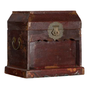 Early 20th Century Chinese Scalloped Décor Document Box with Removable Panel