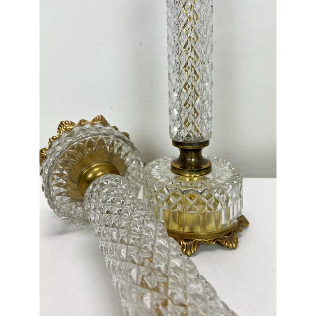 French Cut Glass or Crystal Table Lamps, 1950s, Set of 2 For Sale - Image 12 of 14