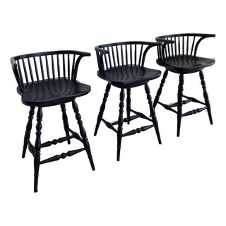 3 Dr Dimes Low Back Tavern Arm Swivel Chair in Black Crackle For Sale