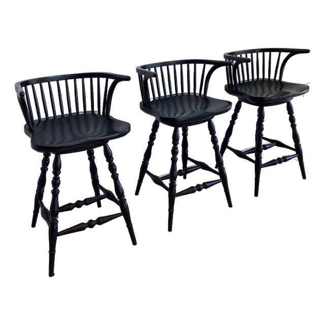 3 Dr Dimes Low Back Tavern Arm Swivel Chair in Black Crackle For Sale