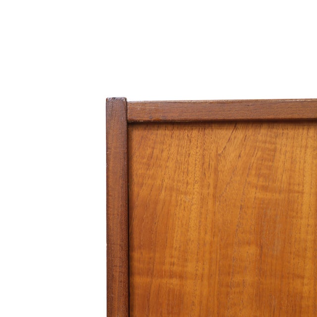 Brown Slim Mid Century Teak China Display Cabinet Sideboard For Sale - Image 8 of 8