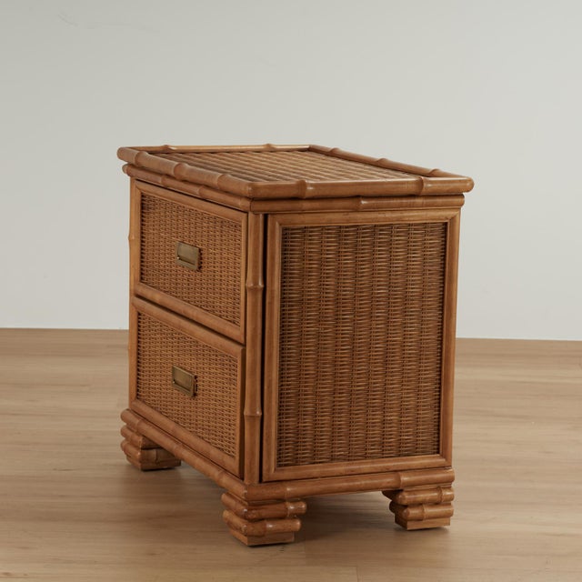 Pair of Vintage Faux Bamboo and Wicker Stands by American of Martinsville For Sale - Image 13 of 18