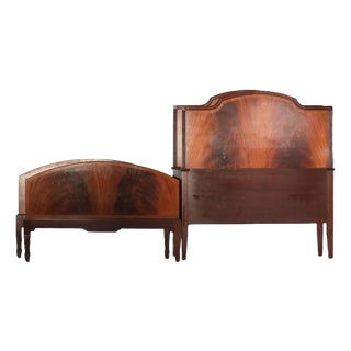 1920s Empire style Mahogany Bookmatched Twin Beds For Sale