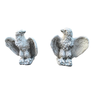 Pair of Vintage Mid-Century Cast Stone Eagle Statues