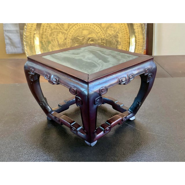 Chinese 1900s Antique Chinese Zitan Wood Stand With a Marble Top For Sale - Image 3 of 9