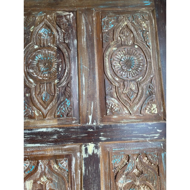 Vintage Hand-Carved Rustic Barn Door – Reclaimed Wood Farmhouse Statement Door Panel 84x36 For Sale - Image 4 of 7
