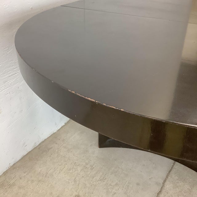 Ebonized Mahogany Round Extension Dining Table, Attributed to Paul Frankl for John Stuart For Sale - Image 14 of 18