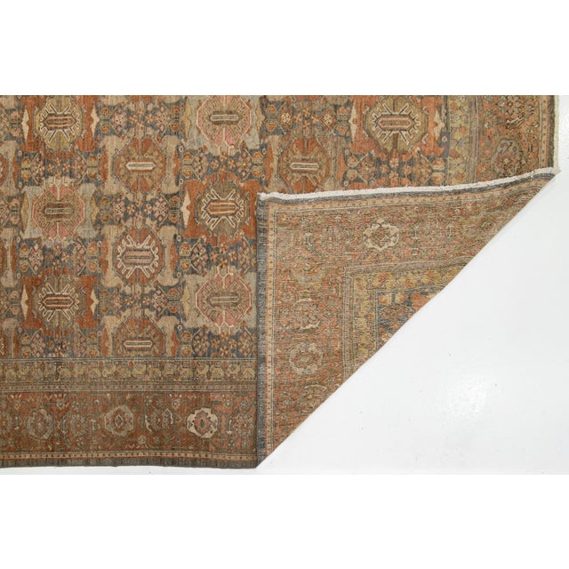 Floral-Designed Antique Persian Malayer Wool Rug in Gray and Rust (Circa 1890s) For Sale - Image 4 of 10