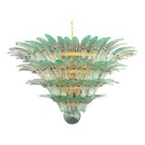 Late 20th Century Murano Glass Palmette Chandelier - 160 Turquoise Glasses, Four-Tier, Gold Frame For Sale