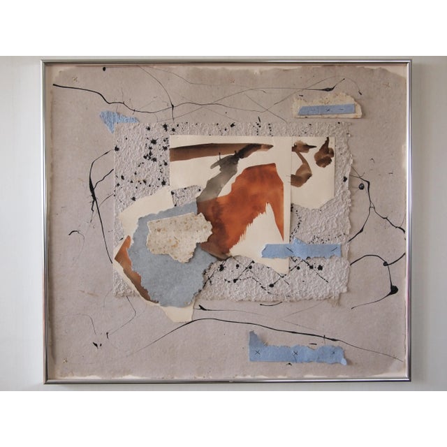 Late 20th Century Original Paul Harryn Abstract Expressionist Mixed-Media Collage on Paper, Framed For Sale - Image 13 of 13