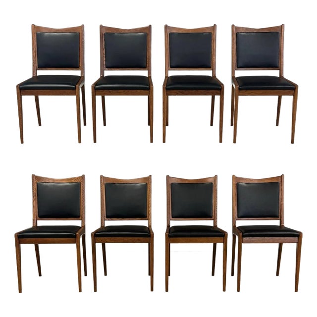 1960s Danish Modern Black Dining Chairs - Set of 8 For Sale