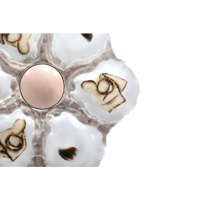 Haviland & Co. Vintage Haviland Limoges Hand Painted Marine Themed Oyster Plate For Sale - Image 4 of 9