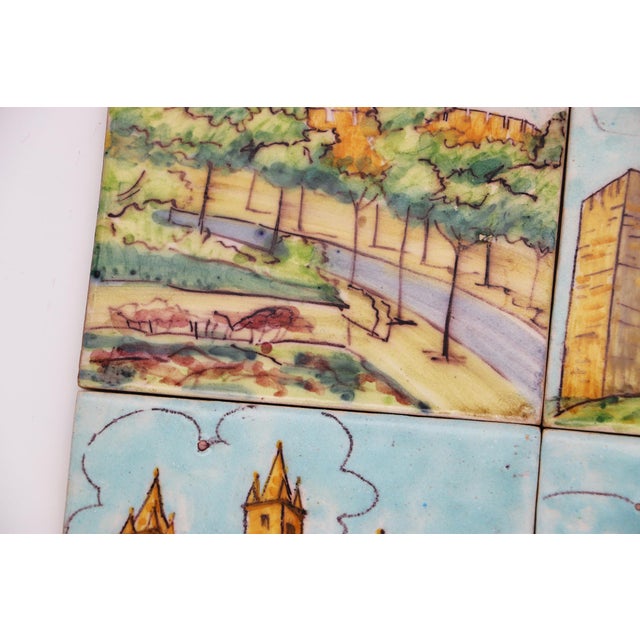 19th Century Set of Four Tiles Depicting Castles, Portuguese For Sale - Image 4 of 11