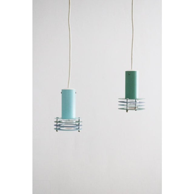 Minimalist Small Danish Pendant Lights by Lyfa, Denmark, 1970s, Set of 2 For Sale - Image 3 of 9