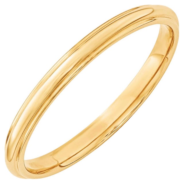 14 Karat Yellow Gold Half Round Classic Wedding Band Solid Ring For Sale - Image 15 of 18