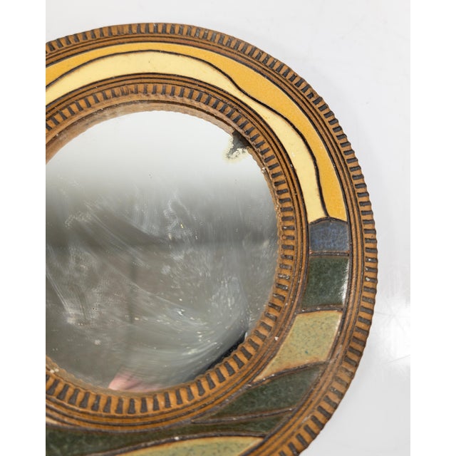 Late 20th Century Decorative Round Art Pottery Accent Mirror For Sale In New York - Image 6 of 8