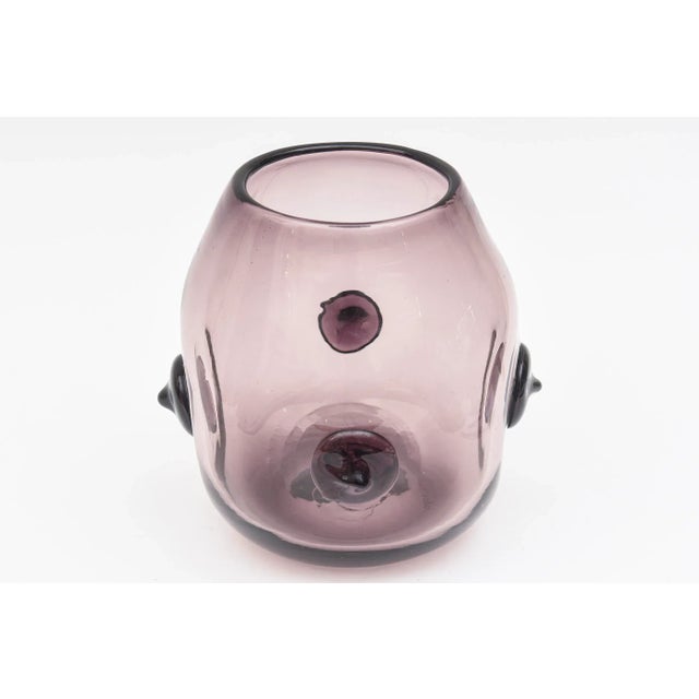 Mid-Century Modern Vintage Rare Wayne Husted for Blenko Signed Purple Nipple Apendage Vase, 1959 For Sale - Image 3 of 13