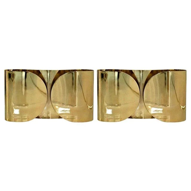 Mid-Century Foglio Italian Brass Sconce by Tobia Scarpa, Set of 2 For Sale - Image 14 of 14