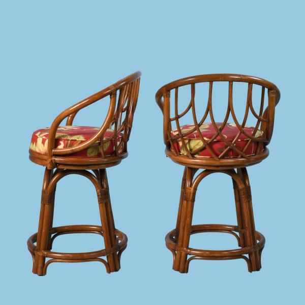 Set of 3 Bent Rattan Stools For Sale - Image 4 of 6