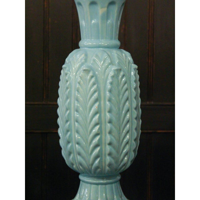 Lamp in Light Blue with Leaves and Textures from Manises, 1970s For Sale - Image 4 of 8