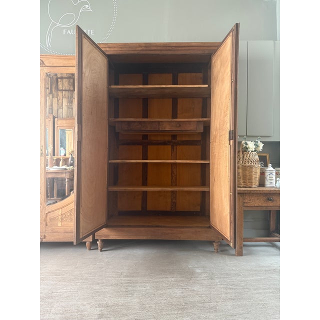 Large Antique Louis XVI Style Wardrobe with Mirror, 1890s For Sale - Image 9 of 15