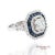 Diamond and Sapphire Halo Ring Metal Type: 18k White Gold Total Item Weight: 6.6 Grams Ring Size: 6.5 (Resizable)...
